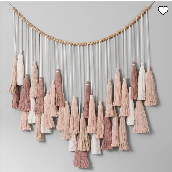 West Elm Blush and Cream Tassel Wall Hanging - Picture 2 of 6
